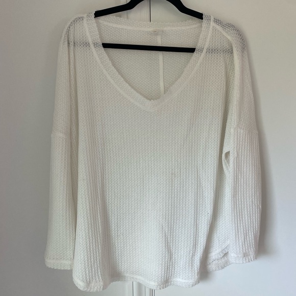 Tops - White waffle tee